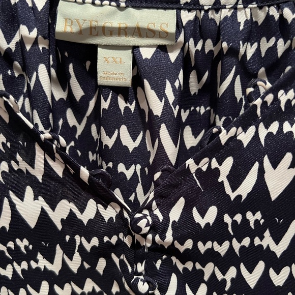 Ryegrass XXL woman’s Patterned Top, navy and white pullover blouse, EUC, work - Picture 3 of 8